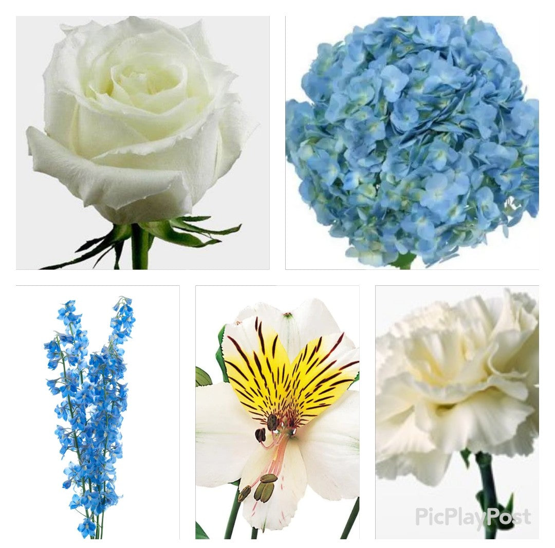 Blue, Flower, Bar, DIY Kit